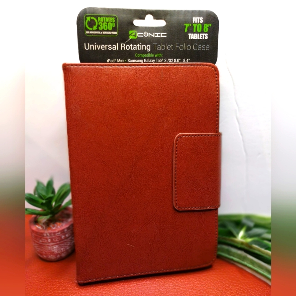 Universal Rotating Tablet Folio Case Fit 7 To 8 In Tablets Rotates 360